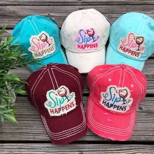Sip Happens Baseball Hat or Cap - Wine Lover Gift!